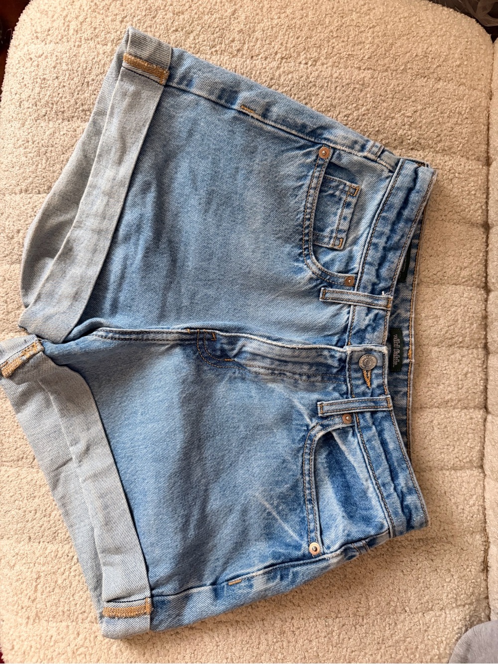 wild fable Light Blue Denim Shorts with Green Label